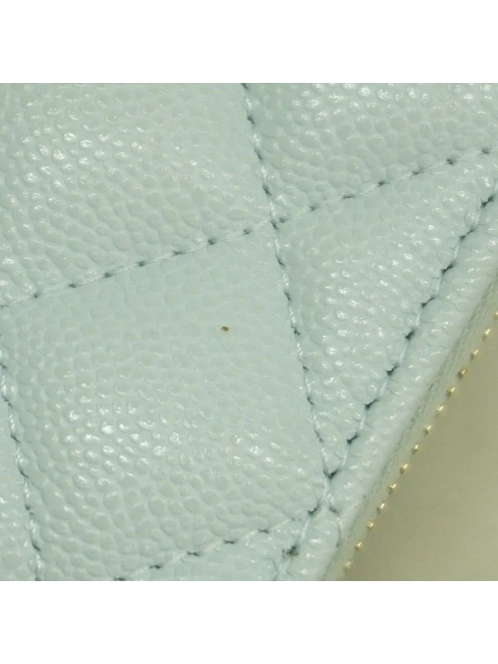 Chanel Coin Case Quilted Caviar Leather Light Blue Champagne Gold
